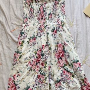 Forever 21 Strapless Rose Print Dress